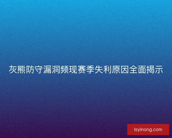 灰熊防守漏洞频现赛季失利原因全面揭示