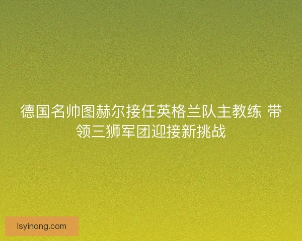 德国名帅图赫尔接任英格兰队主教练 带领三狮军团迎接新挑战