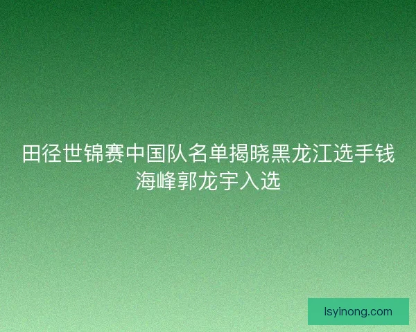 田径世锦赛中国队名单揭晓黑龙江选手钱海峰郭龙宇入选