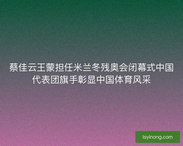 蔡佳云王蒙担任米兰冬残奥会闭幕式中国代表团旗手彰显中国体育风采