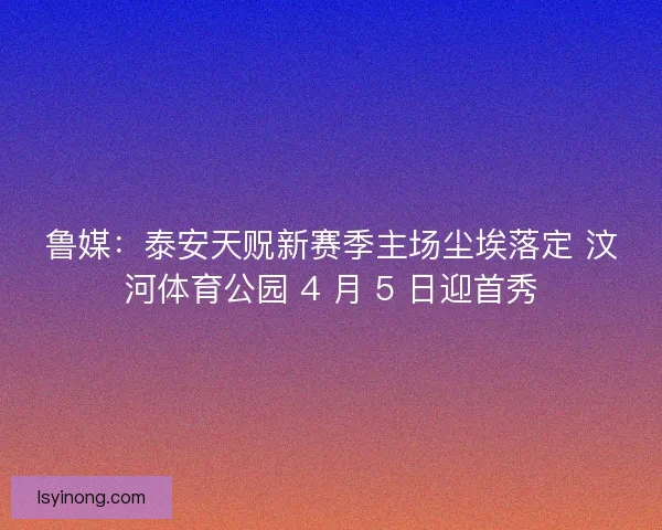 鲁媒：泰安天贶新赛季主场尘埃落定 汶河体育公园 4 月 5 日迎首秀