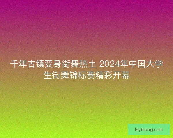 千年古镇变身街舞热土 2024年中国大学生街舞锦标赛精彩开幕 千年古镇变身街舞热土 2024年中国大学生街舞锦标赛精彩开幕