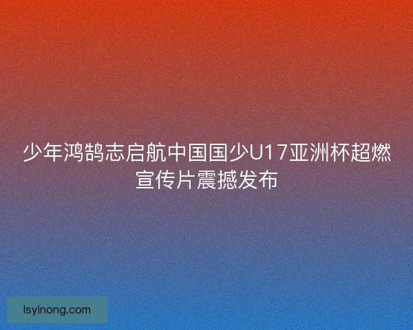 少年鸿鹄志启航中国国少U17亚洲杯超燃宣传片震撼发布