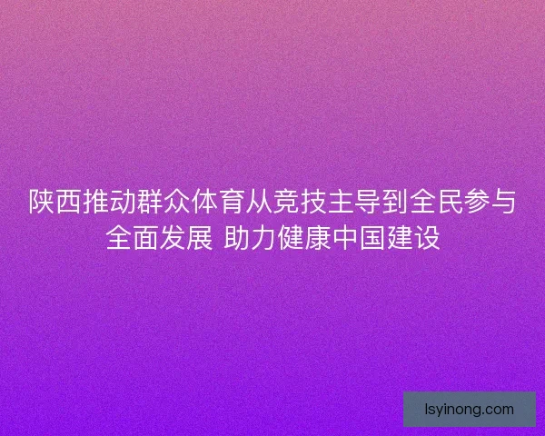 陕西推动群众体育从竞技主导到全民参与全面发展 助力健康中国建设